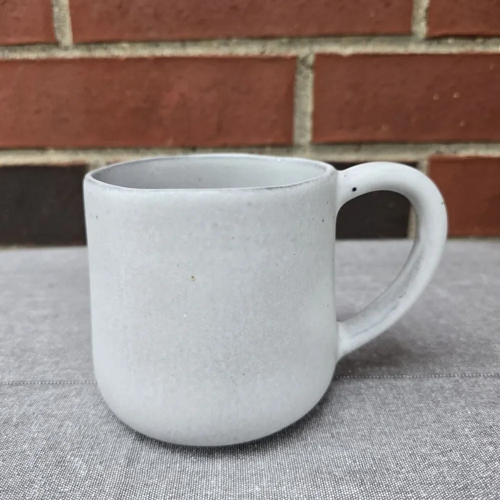 Crate & Barrel Mug Monogram B Handcrafted Artisan Stoneware Portugal Gray Black